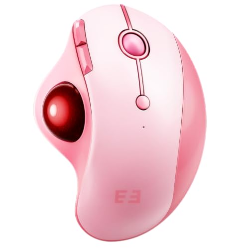 seenda Wireless Trackball Mouse, Ergonomic Bluetooth Rollerball Mouse Rechargeable, 3 Device Connection Optical Mice Adjustable DPI Thumb Control Mice Compatible for PC/Laptop/Windows/Mac - Pink - color: Pink