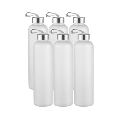 novelinks 6 Pack 27OZ Frosted Water Bottles with Stainless Steel Silver Lid,Leakproof Gym Bottles, Reusable Sport Water Jug for Fitness Camping Office - color: Frosted-27oz-6Pack