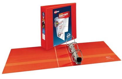 Avery Heavy-Duty Clear View 3 Ring Binders, 3 Inch EZD Rings, 2-Pack of Red Binders (39701) - color: Red, size: 3"