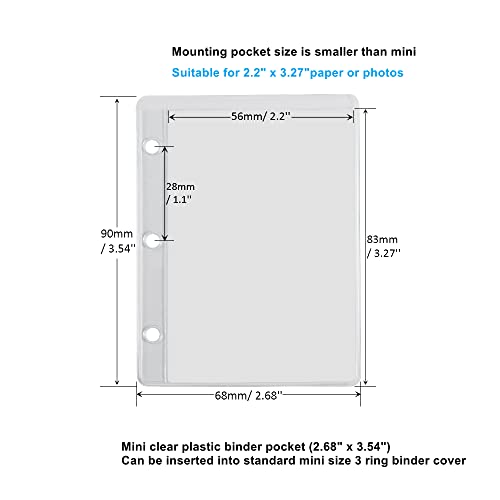 12 Pack Mini Size Clear Sheet Protectors 2.2 x 3.2 Inch Plastic Sleeves Page Protectors Top Loading Paper Protector for 3 Ring Binders, Acid-Free, Archival Safe for Documents and Photos - size: Mini
