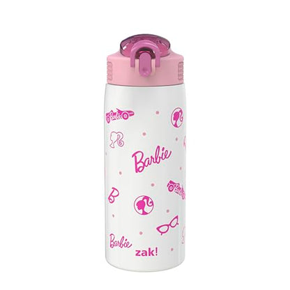 Zak Designs Barbie Porter Water Bottle for Travel and At Home, 19 oz Vacuum Insulated Stainless Steel with Locking Spout Cover, Built-In Carrying Loop, Leak-Proof Design (Barbie) - color: Barbie
