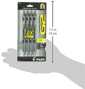 Pilot G2 Pens, Premium Refillable and Retractable Rolling Ball Gel Pens, Fine Point, 0.7mm, Black Ink, 4-Pack - color: Black