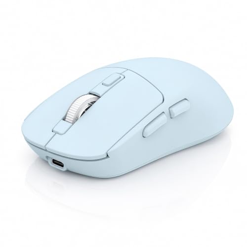 Gizdot-M1 Bluetooth Wireless Mouse for MacBook/Laptop/Mac | 4-Mode Connections Multi-Device, 3-level DPI, Mouse Jiggler, Silent Click, Ergonomic, Side Buttons, Type-C Rechargeable - color: Blue