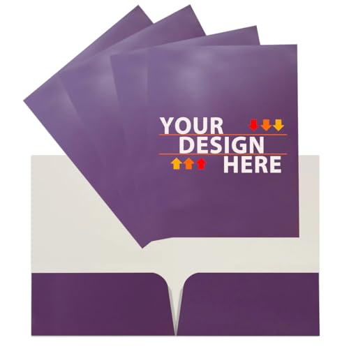 JAM PAPER Custom Printed Semi-Gloss Folders with Round Corner Pockets - Personalized Logo & Text - 10 pt C2S - Purple - 100/Pack - color: Purple, size: 10pt C2S - 100 Pack