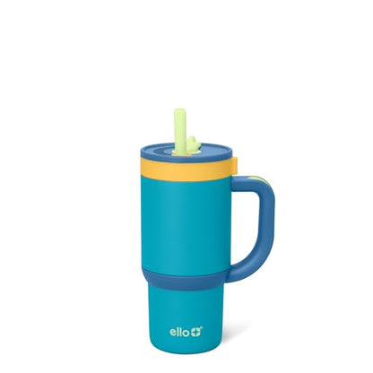 Ello Oasis 14oz Stainless Steel Toddler Tumbler with Handle & Retracting Straw, 100% Leakproof, Double-Wall Vacuum Insulated, Kids Water Bottle for School, BPA Free, Dishwasher Safe, Glacier - color: Glacier, size: 14 Ounces