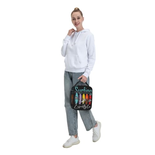 Surfing Lifestyle Surfboard Lunch Bag 10In | Insulated Lunch Box Reusable Tote Bag For Picnic Office For Women Men - color: Style 9
