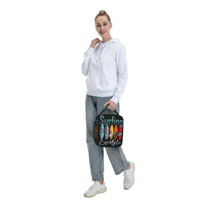 Surfing Lifestyle Surfboard Lunch Bag 10In | Insulated Lunch Box Reusable Tote Bag For Picnic Office For Women Men - color: Style 9