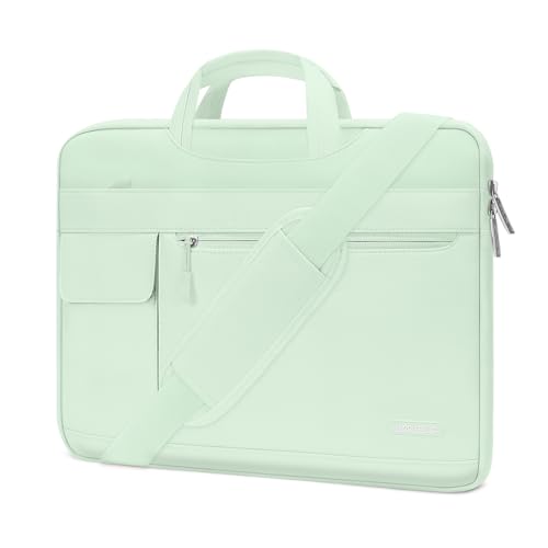 MOSISO Laptop Shoulder Bag Polyester Flapover Briefcase Sleeve Case | Compatible with MacBook Air/Pro,13-13.3 inch Notebook,Compatible with MacBook Pro 14 inch M5 M4 M3 M2 M1 2026, Honeydew Green - color: Honeydew Green, size: 13.3 inch
