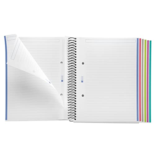 Miquelrius 6 x 8 Wirebound Notebook, 6-Subject, College Ruled, Blue, A5-8.27" x 5.83" (2835)