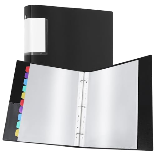 60 Pocket Binder with Plastic Sleeves for Letter/A4 Size(11" x 8.5"), Presentation Ring Binder Folders with 10 Colorful PP Divider Pages for Papers, Certificates and Artwork