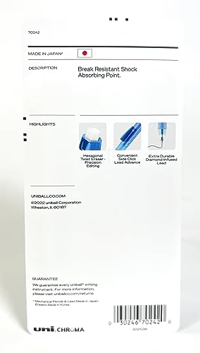 uni-Ball Chroma Mechanical Pencil 4 Pack with Auto-Advancing Lead and Cushioned Grip, Starter Kit with 0.7mm Medium Point Pencil Tips, 20 Lead Refills, and 4 Pencil Eraser Refills, HB #2