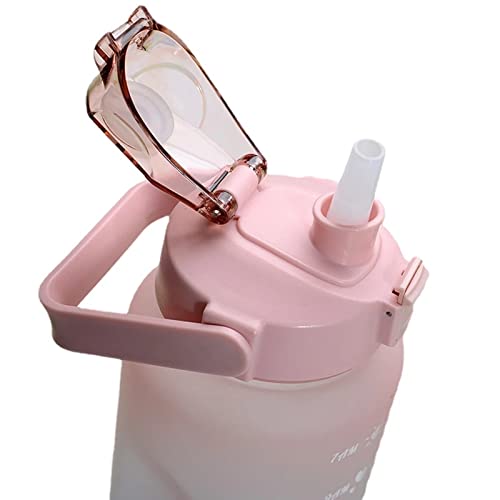 ASkinds 64oz Large Capacity Sports Water Bottles with Straw, Motivational Water Bottle with Time Marker & Bouncing Straw for Men Women Student to Office Gym Workout Travel Long Distance(2000ml)