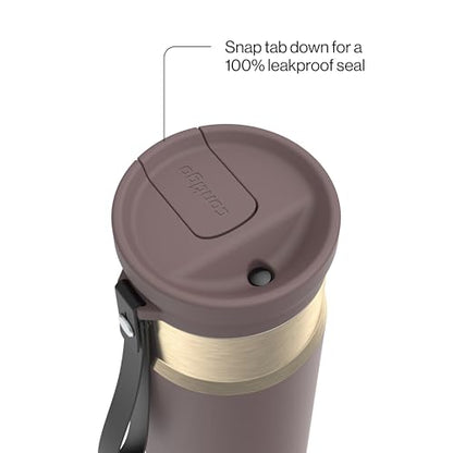 Contigo SnapSeal 709.8ml(24온스) 스테인리스 스틸 진공 단열 물병, 누출 방지 자동 닫힘 뚜껑, 휴대용 스트랩 및 재사용 가능한 빨대, BPA 프리 및 납 프리, 식기세척기 사용 가능 - color: 테라 샴페인, size: 24온스
