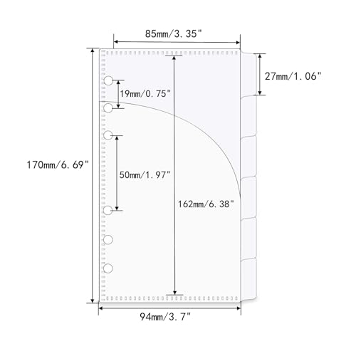 1 Pack A6 Dividers with Tabs and Pockets Binder Pockets Smooth Clear PP Budget Cash Envelopes 0.2mm Thick Double Pockets Index Dividers Outside Loading Money Organizer - color: Clear, size: A6 - 6 Tabs