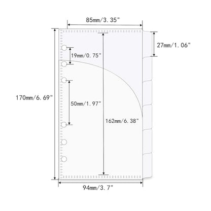 1 Pack A6 Dividers with Tabs and Pockets Binder Pockets Smooth Clear PP Budget Cash Envelopes 0.2mm Thick Double Pockets Index Dividers Outside Loading Money Organizer - color: Clear, size: A6 - 6 Tabs