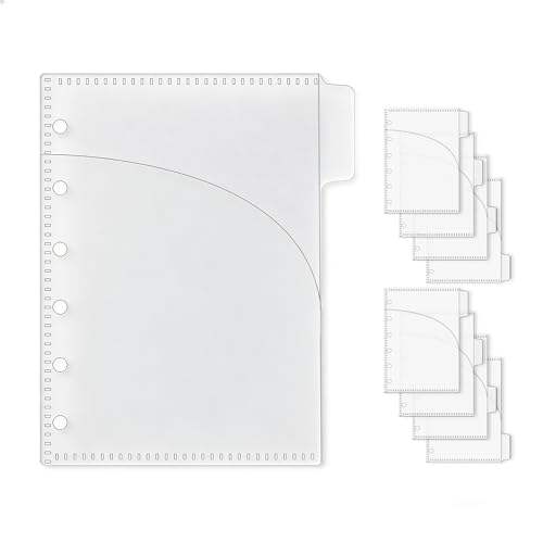 NatSumeBasics 8 Frosted A7 Binder Pocket Dividers 4 Tabs Mini Planner Inserts PP 2 Layer Cash Envelopes for 6 Ring Budgeting Binder Accessories Supplies (Frosted 3.5“) - color: Frosted Pocket Dividers