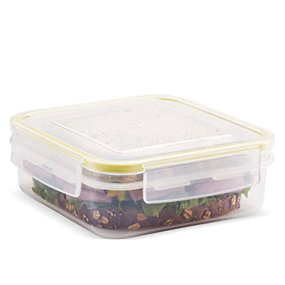 Komax Biokips Sandwich Containers (Set of 3) – Airtight Food Storage Containers – BPA-Free Lunch Containers for w/ Locking Lids – Microwave & Dishwasher Safe Sandwich Box Container Set