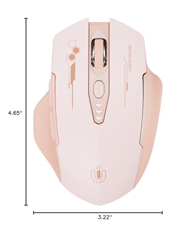 Uineer Wireless Bluetooth Mouse,[Upgraded] Rechargeable Computer Mice (BT 5.0/4.0+2.4G Hz) with Visible Battery Level, 4 Adiustable DPl, Portable PC Mouse for MacBook Chromebook,Pink - color: pink