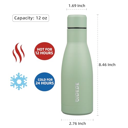 BJPKPK 12oz Water Bottles Stainless Steel Double Wall Vacuum Insulated Small Water Bottles for Travel,Macaron Green - color: Macaron Green, size: 12 Ounces