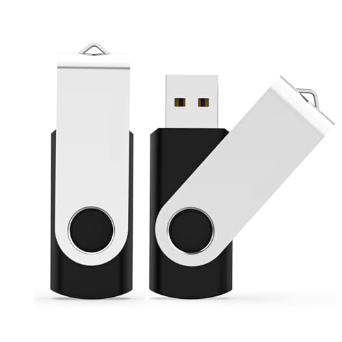 2 Pack 2GB USB Flash Drive USB 2.0 Thumb Drives Jump Drive Fold Storage Memory Stick Swivel Design - Black - size: 1 Count (Pack of 2), style: 2 GB