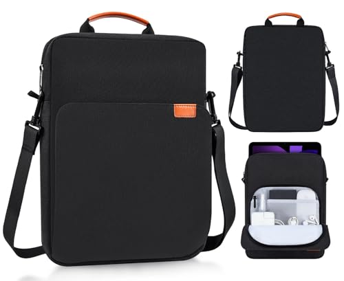 9-11 Inch Tablet Shoulder Bag Carrying Case for 11" iPad Pro M5 M4/ iPad Air 11" M4 M3 M2 2026 2025, iPad A16 11", New Amazon Fire Max 11/10.1" Fire HD 10 Plus, Vertical Laptop Sleeve Handbag, Black - size: 9-11 Inch