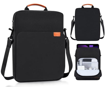 9-11 Inch Tablet Shoulder Bag Carrying Case for 11" iPad Pro M5 M4/ iPad Air 11" M4 M3 M2 2026 2025, iPad A16 11", New Amazon Fire Max 11/10.1" Fire HD 10 Plus, Vertical Laptop Sleeve Handbag, Black - size: 9-11 Inch