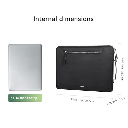 LANDICI 360°Protective Laptop Sleeve Case 14 15 Inch, Waterproof Slim Computer Cover Bag Compatible with MacBook Air M2 15, MacBook Pro 14/15, Chromebook 14/15, Asus vivobook 14, Black - color: Black, size: 14-15 Inch