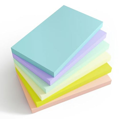 480 Sheets 3x5 Inches Large Sticky Notes,Self-Stick Post Stickies Colorful Super Sticking Power Memo Pads for Teacher Supply,School and Office - style: 6 Pads Pastel