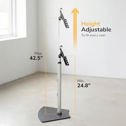 Mount-It! Anti-Theft Universal iPad & Samsung Tablet Floor Stand Kiosk, Locking Clamp, Height Adjustable 24.8"–42.5", 360° Rotating POS Kiosk for 7.9"–11" Tablets, Silver - size: Floor - Stand