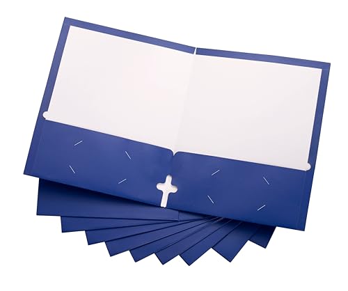 10 Pack Two Pocket Folders, Blue, Strong Thick Paper Folders, for Letter Size, by ACTIVITYya - color: Blue