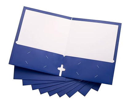 10 Pack Two Pocket Folders, Blue, Strong Thick Paper Folders, for Letter Size, by ACTIVITYya - color: Blue