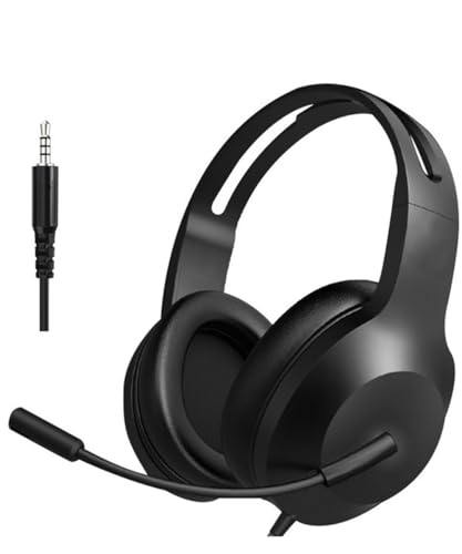 Wired Headset with Microphone for Laptop PC – Over-Ear Headphones with Stereo Sound & Noise-Cancelling Mic, 3.5mm Plug Comfortable Headset for Work, Online Classes, Gaming, and Music Listening