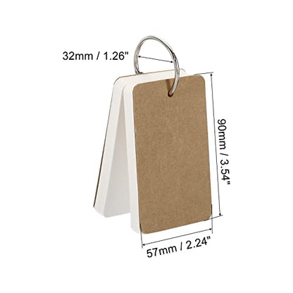 PATIKIL Blank Index Cards with Ring, 300Pcs Blank Flash Card 3.5" x 2" Note Card Study Card for Memory Learning Studying Office Supplies, White - color: White