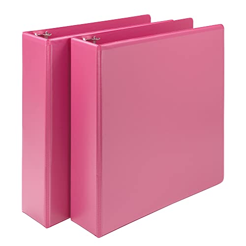 Samsill Plant-Based 2 Inch Durable Round Ring, View Binder, Eco-Friendly, USDA Certified Biobased, 2 Pack, Berry Pink - color: Berry Pink, size: 2", style: 2 Pack