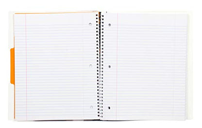 Mintra Office Durable PREMIUM Spiral Notebook, ((White, 1 Subject, 8.5in x 11in)), Fabric Covered Coils, No Snags, Removable Adjustable Pocket Dividers, Ruler, Organization, Customizable - color: White, size: 1 Subject (8.5in x 11in)