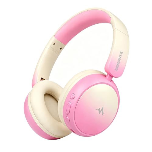 Wireless Headphones for Girls– ANC Active Noise Cancelling, 58H Playtime,Safe Volume Limiter, Foldable Over-Ear Kids Headset with 40mm Drivers for School, Travel & Learning - color: Pink