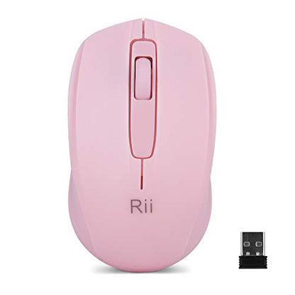 Rii Wireless Mouse,2.4G Portable Computer Mice for PC, Laptop, Windows,Office Included Wireless USB dongle (Pink) - color: Pink