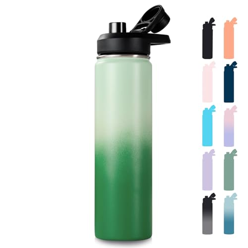 Fijinhom Insulated Water Bottle with Handle, 304 Stainless Steel Water Bottles with Wide Mouth, Double Wall Vacuum Sports Water Bottle, BPA Free, Keep Cold and Hot, 24 Ounces, Jungle Fade - color: Jungle Fade, size: 24 Ounces