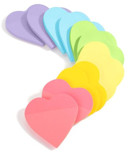 Mr. Pen- Heart Sticky Notes, 2.85"x2.85", 12 Pads, 720 Sheets, Pastel Color | Heart Shaped Sticky Notes Bulk, Cute Self-Stick Note Pads, Perfect for Office, School, Home, Study & Organization - color: Pastel