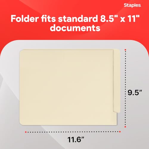 Staples Reinforced File Folder with Fasteners, Letter Size, Manila, Durable Paper Stock, 50/Pack - style: 50 Pack