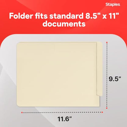 Staples Reinforced File Folder with Fasteners, Letter Size, Manila, Durable Paper Stock, 50/Pack - style: 50 Pack