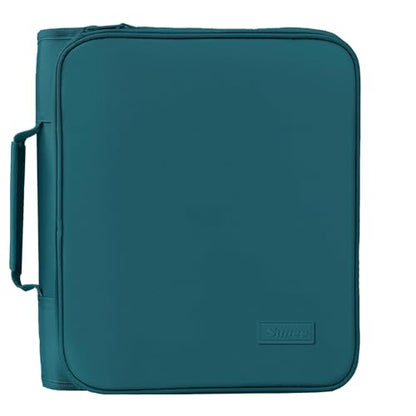 SUNEE Zippered Binder Bag with Handle, 2-Inch 3-Ring O-Ring, 500-Sheet Capacity, Includes Zip Pocket, 5-Tab Expanding File Folder, Multi-Pocket Organizer Binder for Middle School, Dark Teal-Green - color: Dark Teal-green