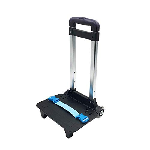 Backpack Hand Truck Wheeled Cart Trolley Hand Aluminium Alloy | Folding Trolley Cart for Schoolbag / Backpack (Black with Two Wheels) - color: Black With Two Wheels