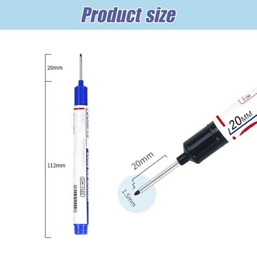 5PCS Long Head Deep Hole Marker Pens, 20mm Deep Reach Markers, Waterproof Construction Markers Marking Tool, Long Nose Marker, Permanent Markers Carpenter Ink Marker Pens, Metal Marking Pen (Mix6PCS) - color: Mix6PCS