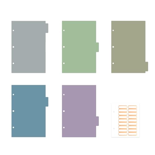 Ospelelf Mini Binder Dividers with Tabs，Durable Paper Dividers for 3 Ring Mini Small Binder，5 Tab(5.5" * 8.5") - color: Morandi Color Scheme（5 Tab), size: Mini Size (5.5" * 8.5") - 1 Set