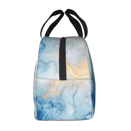 Lunch Bag Blue Marble Pastel Insulated Lunch Box Cooler Tote for Adults Student Boys Girls Women Men Work Office School Picnic Beach Reusable Lunchbox - color: B036