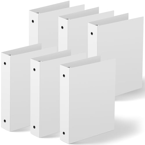 Henoyso 6 Pcs Plastic 1.5 Inch Mini 3 Ring Binders Fits 5.5" x 8.5" Paper, Holds(Capacity 280 Sheets), Flexible Three Round Rings Small White A5 Binders Bulk for School, Office Use, Photo Album Pages - color: White, size: 1.5 Inch