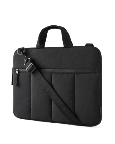 BAGSMART 13-14 Inch Laptop Sleeve with Handle and Accessory Pocket for Work | Quilted Laptop Bag for Women with Shoulder Strap, Compatible with M5 MacBook Air 13/Pro 14, HP, Dell, Lenovo, ASUS for Trip - color: S-Black, size: 13.3-14 inch