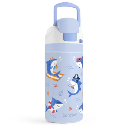Shark Kids Insulated Stainless Steel Water Bottle 16 Oz, Travel Tumbler for School, Sports for Boys, Girls, Birthday, Back To School - color: Shark