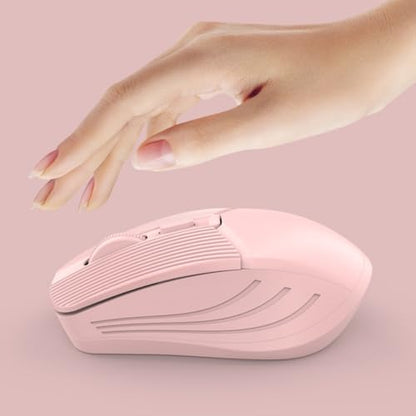 Ergonomic Bluetooth Mouse and Mouse Pad for Laptop, Pink